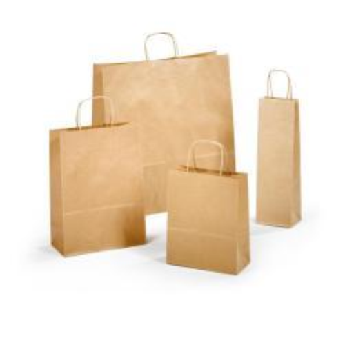 SAUL SADOCH REX SACCHETTO CON MANICO IN CARTA 26X12X36 CM AVANA CONF 25 Pz.